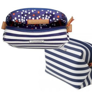 Stella & Dot Striped Pouf in White and Blue